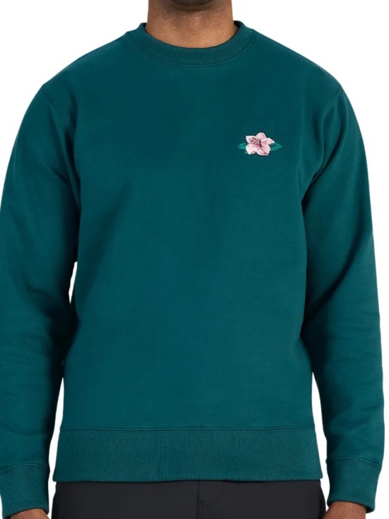 Bad Birdie Other - Bad Birdie Teal Crewneck Sweatshirt with Pink Floral Embroidery